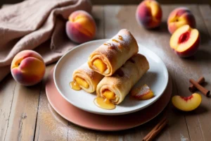 "Peach Cobbler Egg Rolls Recipe - Crispy and Sweet Dessert"