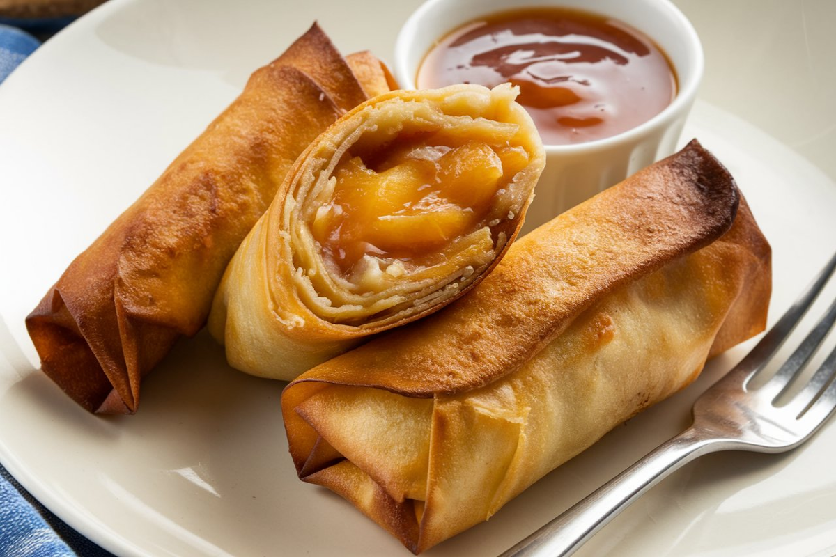 "Peach Cobbler Egg Rolls Recipe - Crispy and Sweet Dessert"