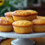 Freshly baked cornbread muffins on a cooling rack