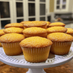 Freshly baked cornbread muffins on a cooling rack